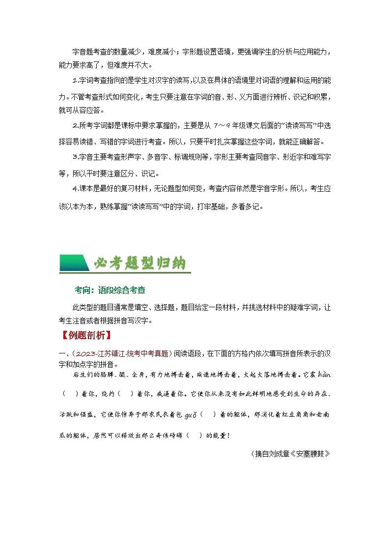 中考语文一轮复习讲与练01 字音字形（解析版）第3页