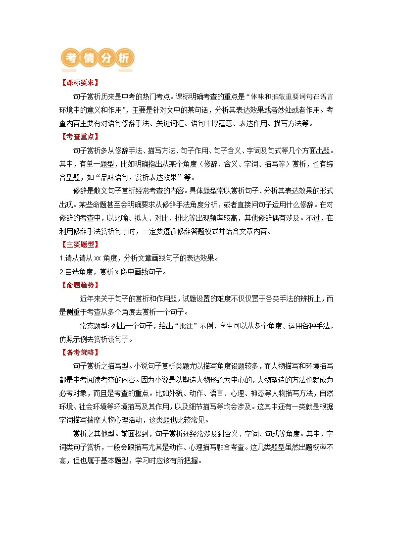 中考语文一轮复习讲与练21 记叙文阅读之句子赏析（解析版）第3页