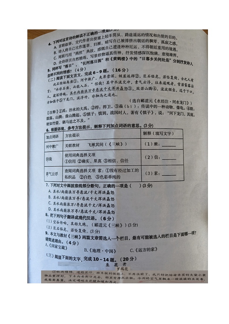 福建省南平市光泽县2024-2025学年八年级上学期期中考试语文试题第2页