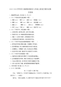 2022-2023学年四川成都东部新区七年级上册语文期末试卷及答案