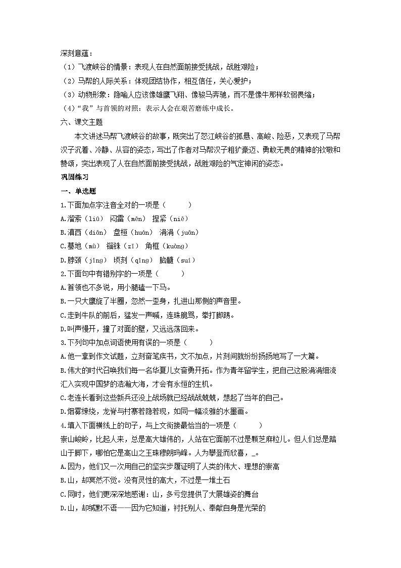 学案：部编版语文九年级下册第7课 溜索第3页