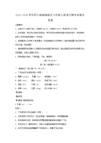 2023-2024学年四川成都高新区七年级上册语文期末试卷及答案