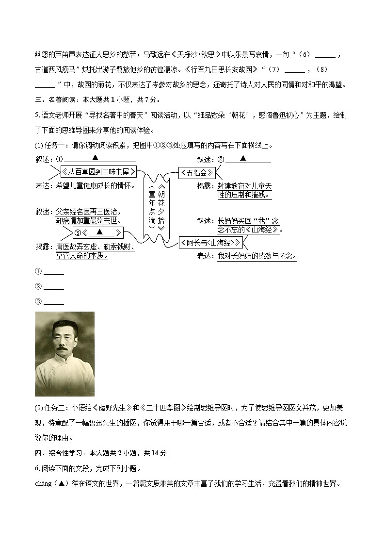 2024-2025学年江苏省无锡市江阴市华士片七年级（上）期中语文试卷（含详细答案解析）第2页