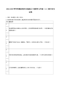 2024-2025学年河南省郑州市高新区十校联考七年级（上）期中语文试卷（含详细答案解析）