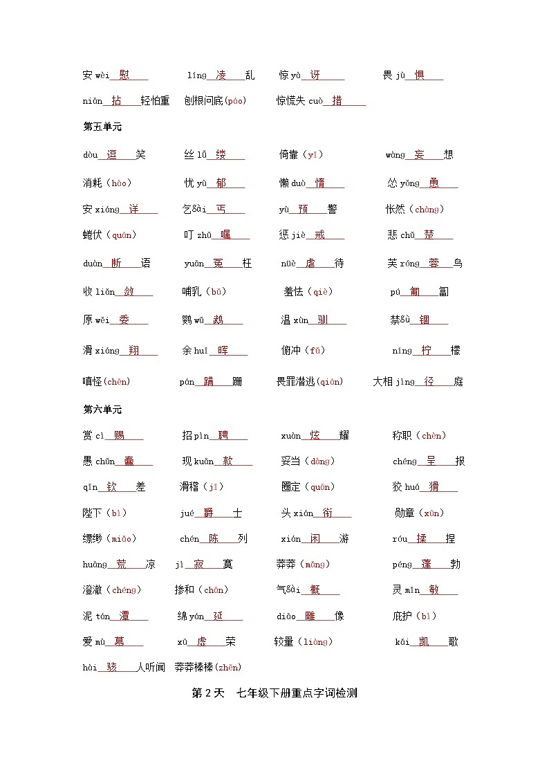 中考语文复习专题七八九年级语文字音字形梳理学案（16页）第3页