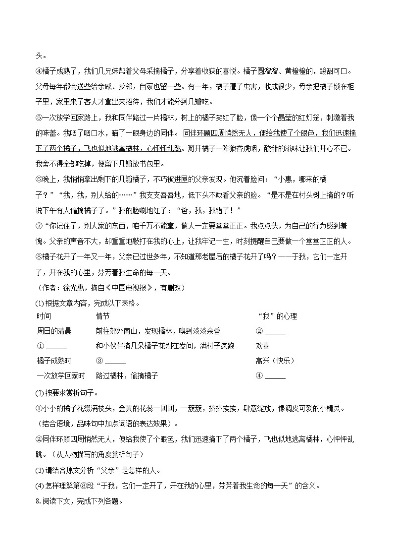 2024-2025学年河南省洛阳市伊滨区七年级（上）期中语文试卷（含详细答案解析）第3页