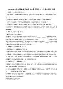 2024-2025学年湖南省常德市安乡县七年级（上）期中语文试卷（含详细答案解析）