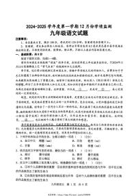 2024～2025学年山东省济宁市金乡县九年级(上)12月月考语文试卷(无答案)