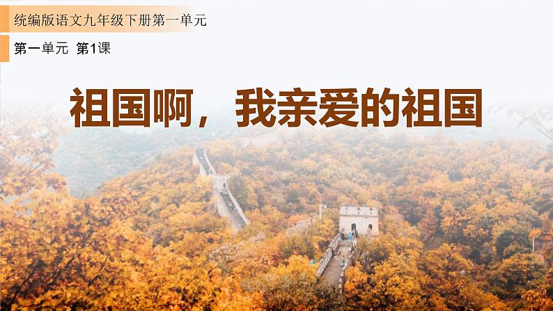 人教部编版（2024）九年级语文下册1祖国啊，我亲爱的祖国精品课件第1页