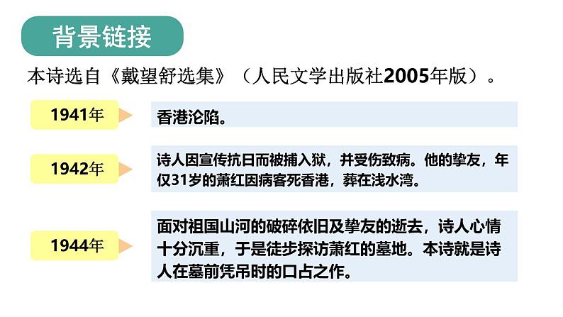 人教部编版（2024）九年级语文下册3.2萧红墓畔口占精品课件第3页