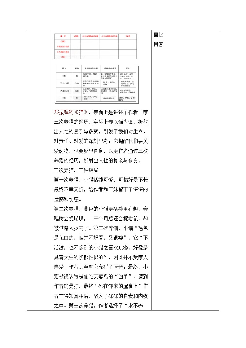 2024-2025学年统编版语文七年级上册 任务三 记叙与动物的相处 教案第2页
