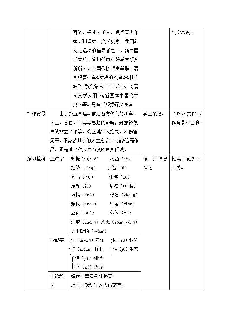 2024-2025学年统编版语文七年级上册 17 猫 教案第3页