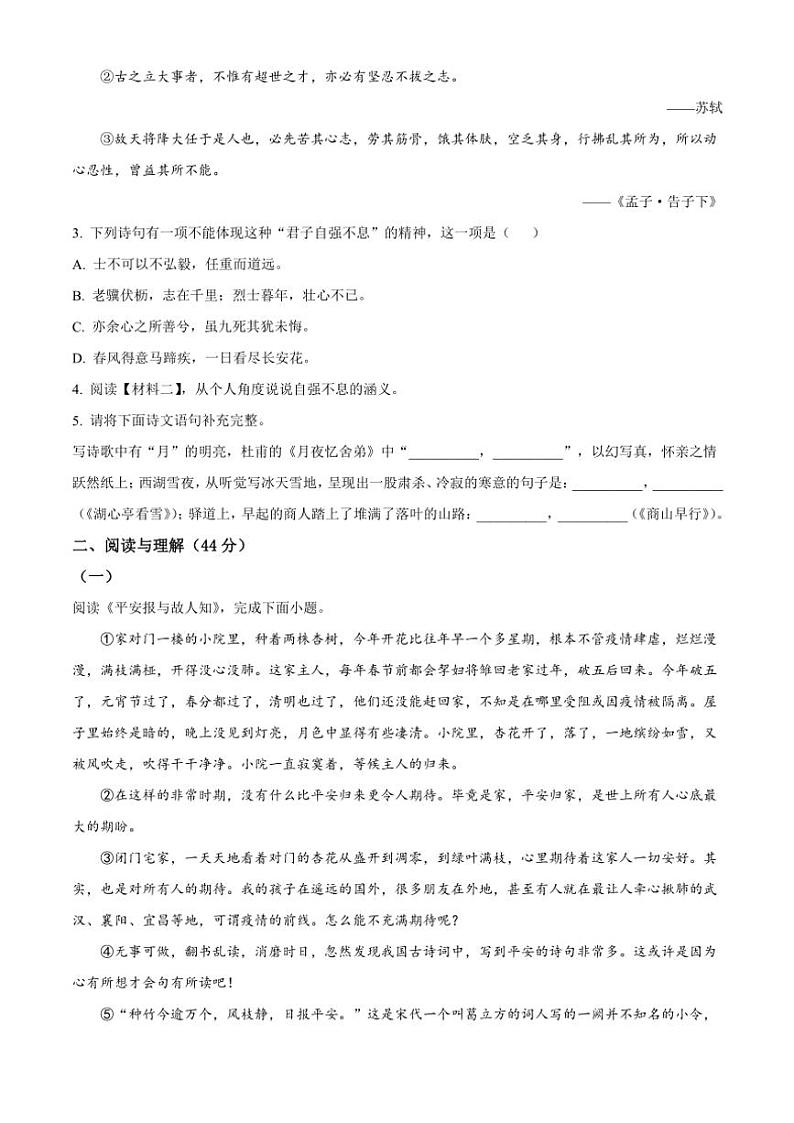 2024～2025学年湖南省岳阳市临湘市九年级(上)期中语文试卷(含答案)第2页