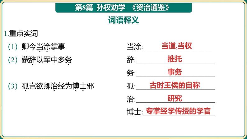 2025年中考语文二轮专题复习-《七年级下册教材篇文言文基础通关及词句篇迁移练》课件第2页