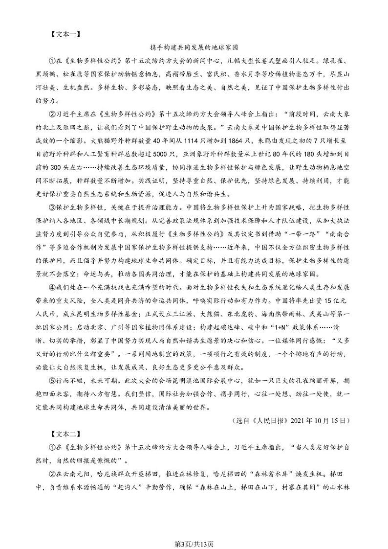 2024北京朝阳初三(上)11月月考语文试卷(教师版)第3页