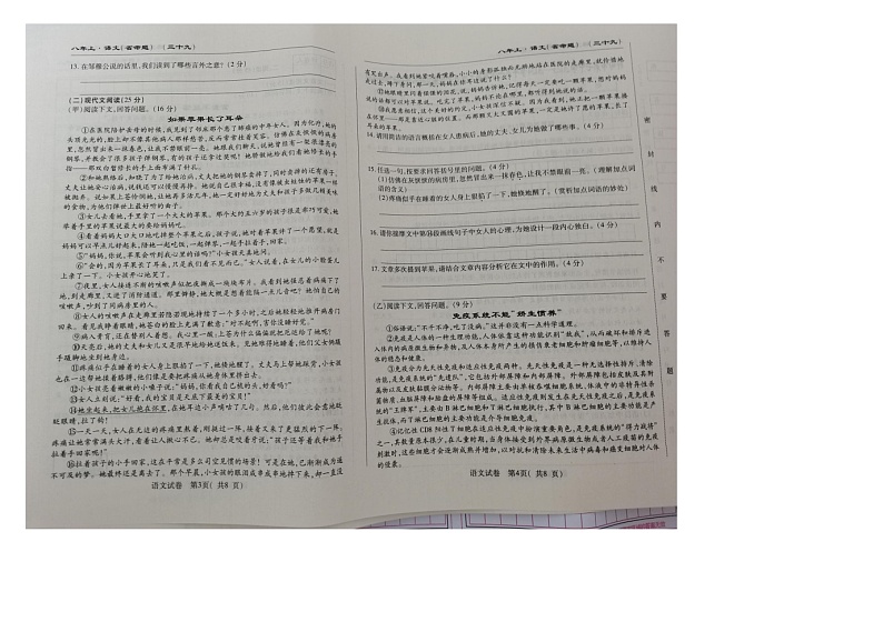 2023-2024学年吉林省吉林市桦甸七中八年级（上）第二次月考语文试卷第2页