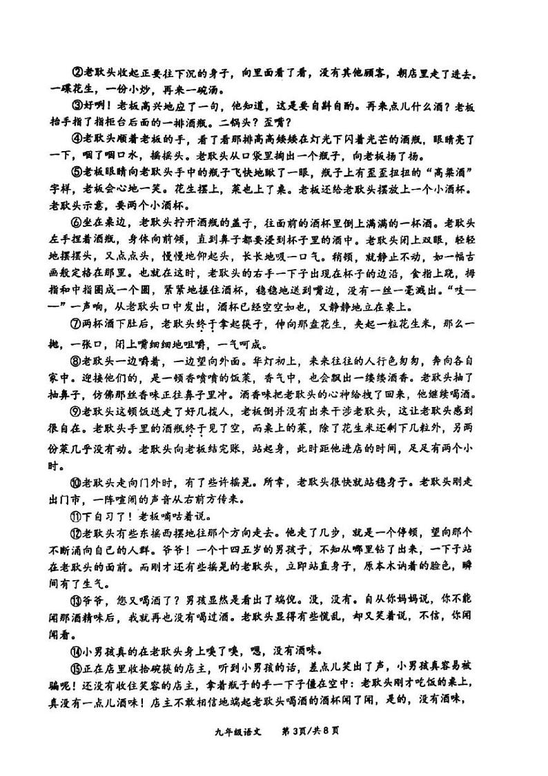 河南省郑州市枫杨外国语学校2024-2025学年九年级上学期第二次月考语文试卷第3页