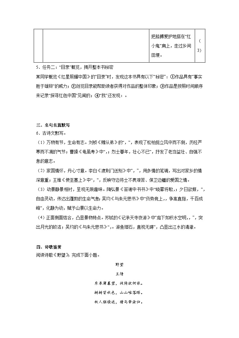 山东省枣庄市台儿庄区2024-2025学年八年级上学期期中语文试题第3页