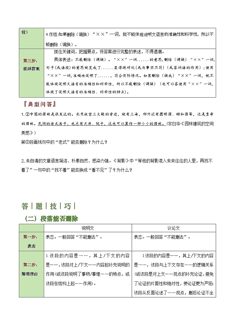 中考语文：题型03 词语（段落）删除（调换）类题型（答题模板） （原卷版）Word（17页）第2页