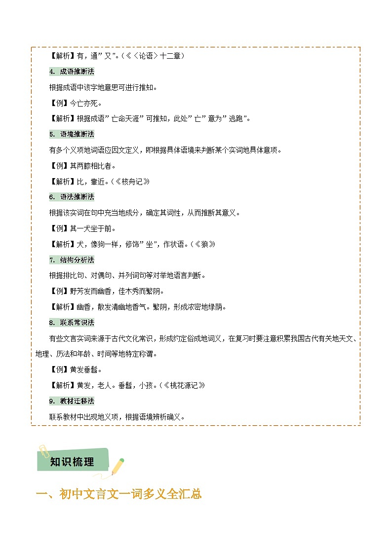 2025年中考语文复习知识清单专题29文言实词及虚词(2份思维导图+篇章梳理+知识梳理+7大陷阱及避坑策略)(原卷版+解析)第2页