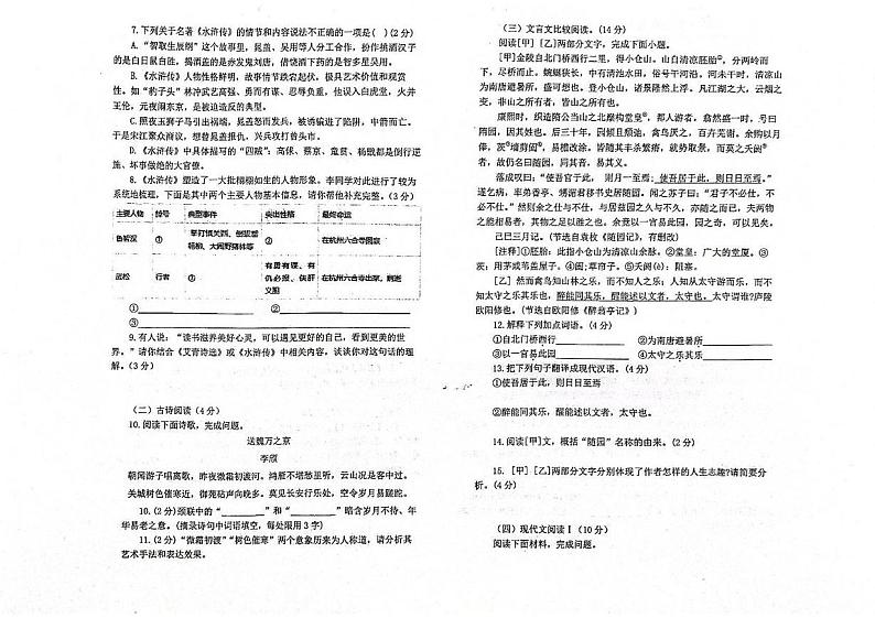 湖南省岳阳市岳阳县十校联考2024-2025学年九年级上学期12月月考语文试题第2页