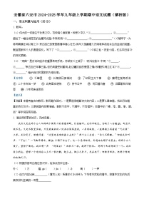 安徽省六安市2024-2025学年九年级上学期期中语文试题（解析版）