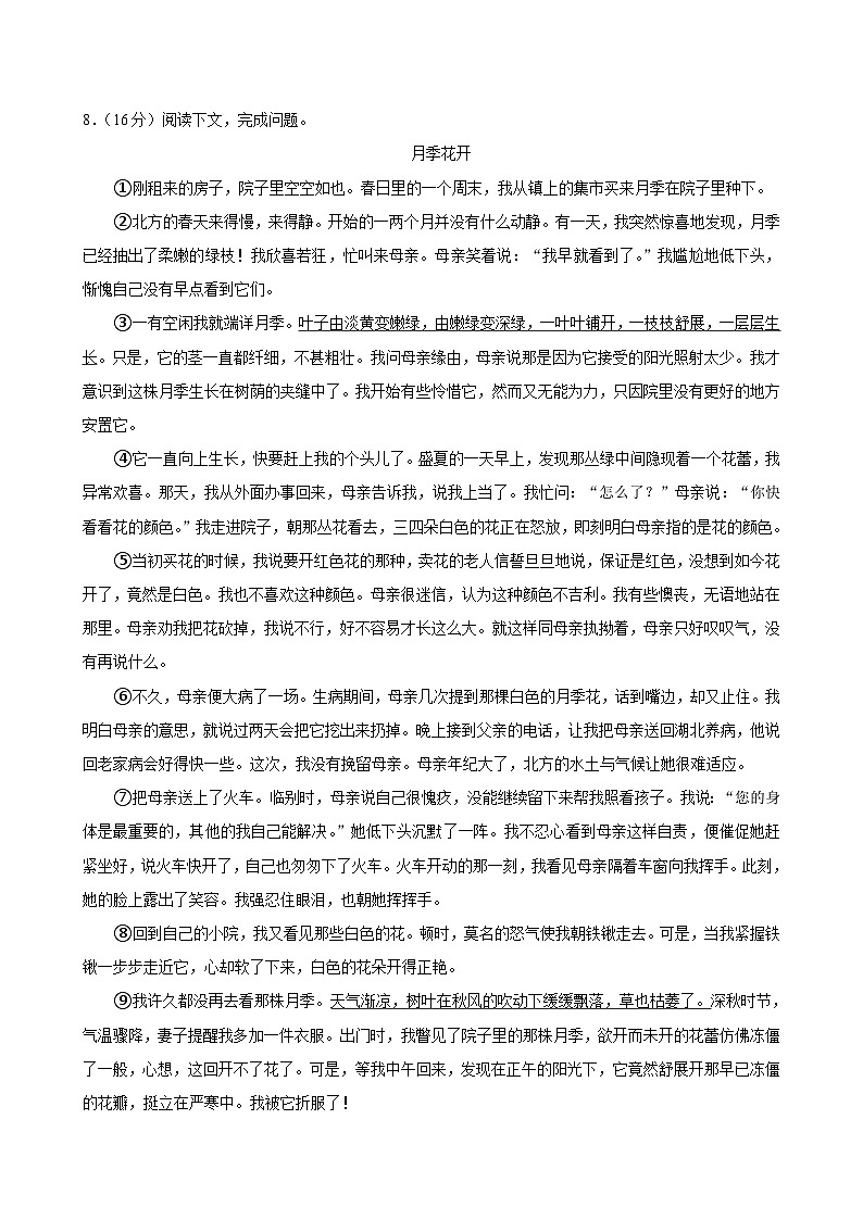 河南省郑州市2024-2025学年九年级上学期期中考试语文试题第3页