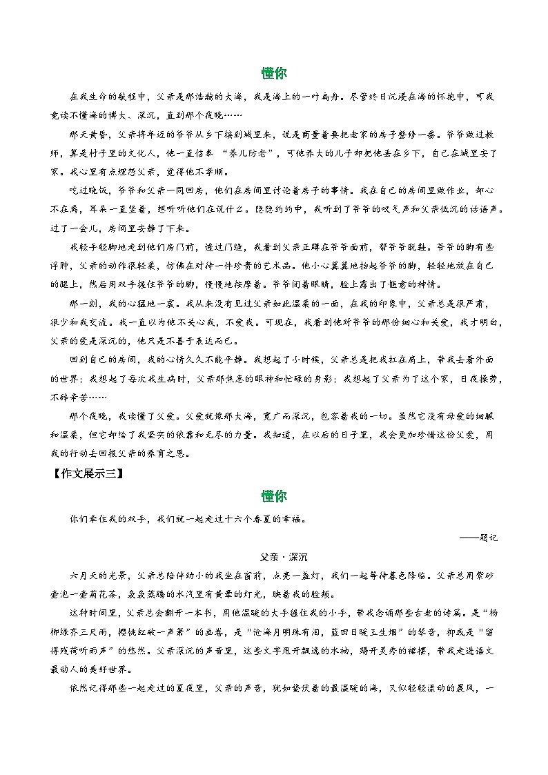 27 “懂你”（原题 名师解题 范文 话题 技巧  阅读类素材）-备战2025年中考语文一轮复习之写作学案（全国通用）第3页