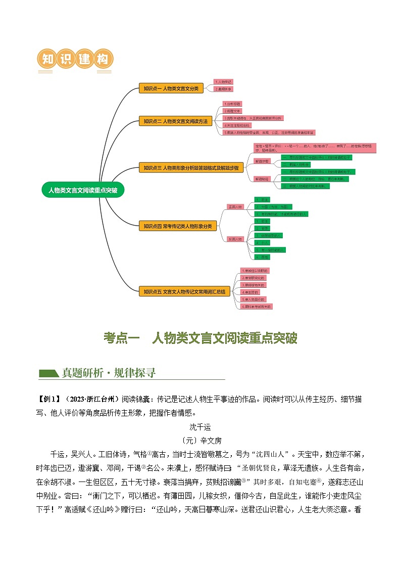 中考语文二轮复习讲练测(浙江专用)专题08人物类文言文阅读重点突破(讲练)(原卷版+解析)第3页