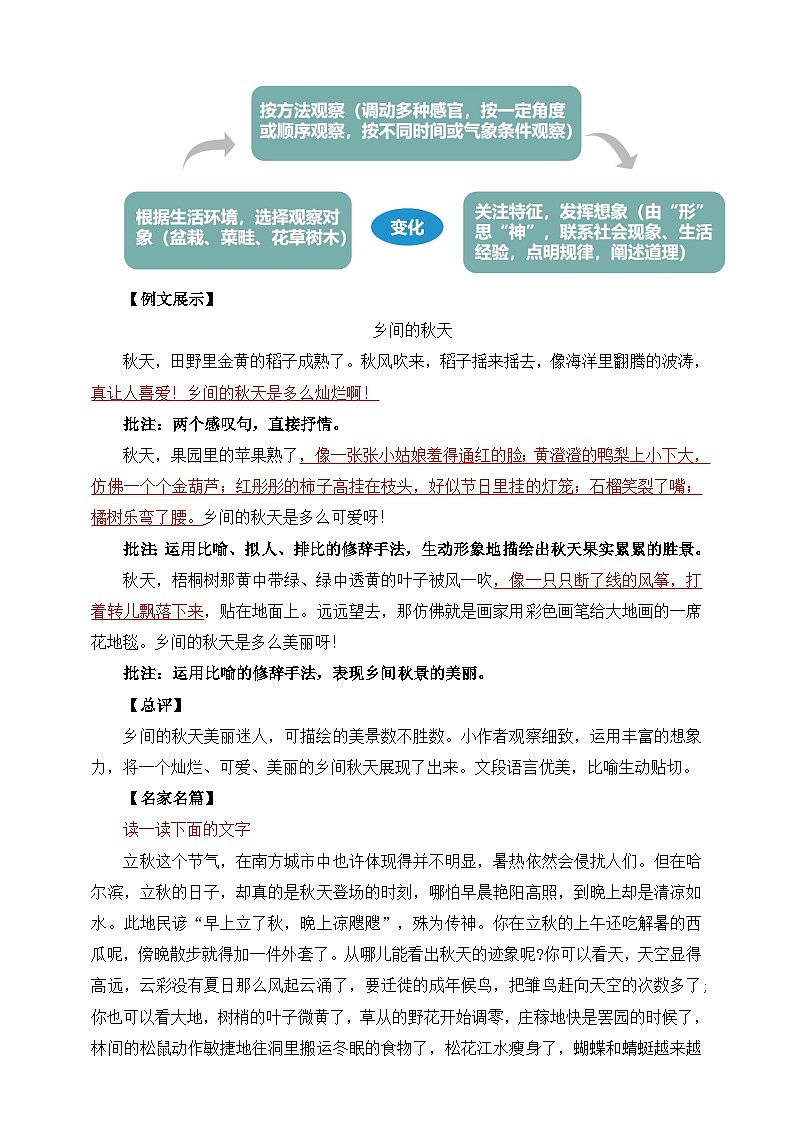 第一单元 写作 热爱写作，学会观察 教学设计第3页