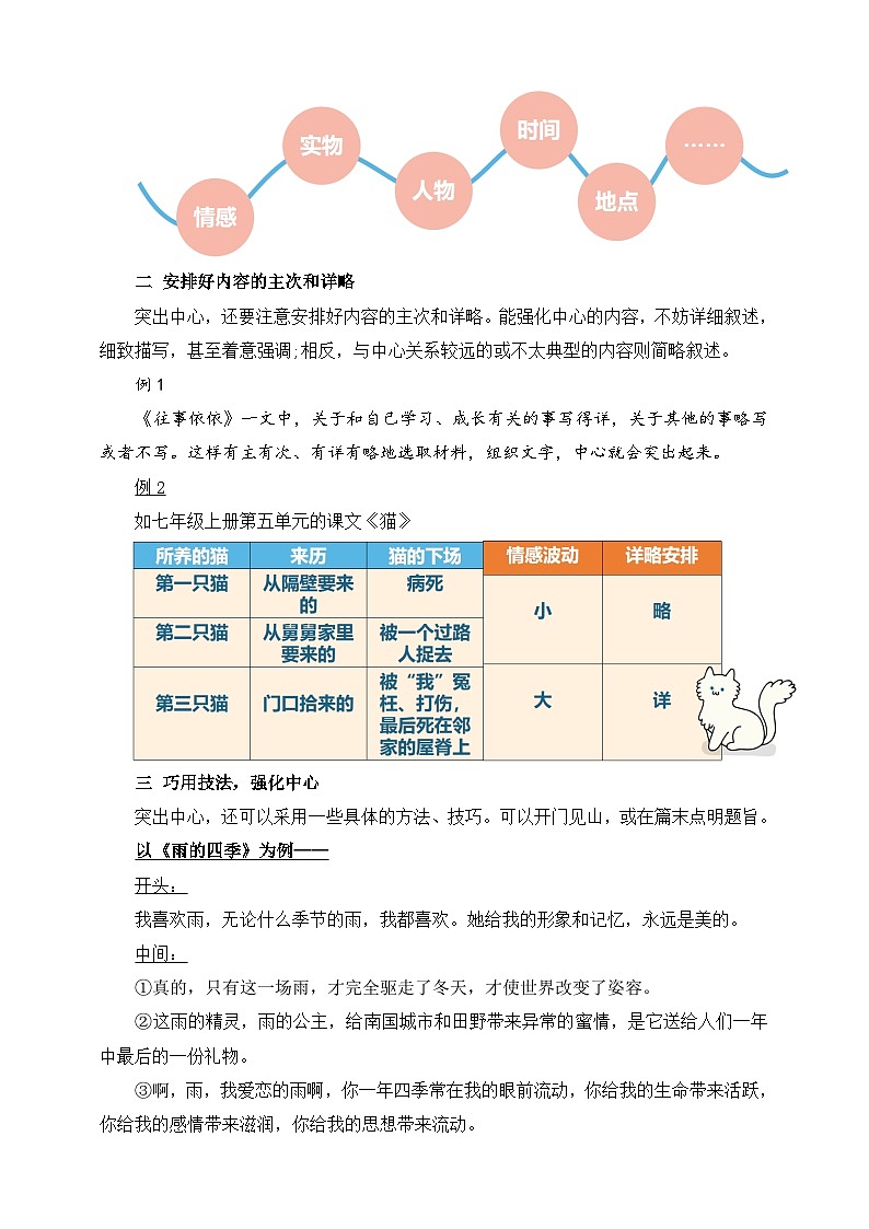 第三单元 写作 如何突出中心 教学设计第2页