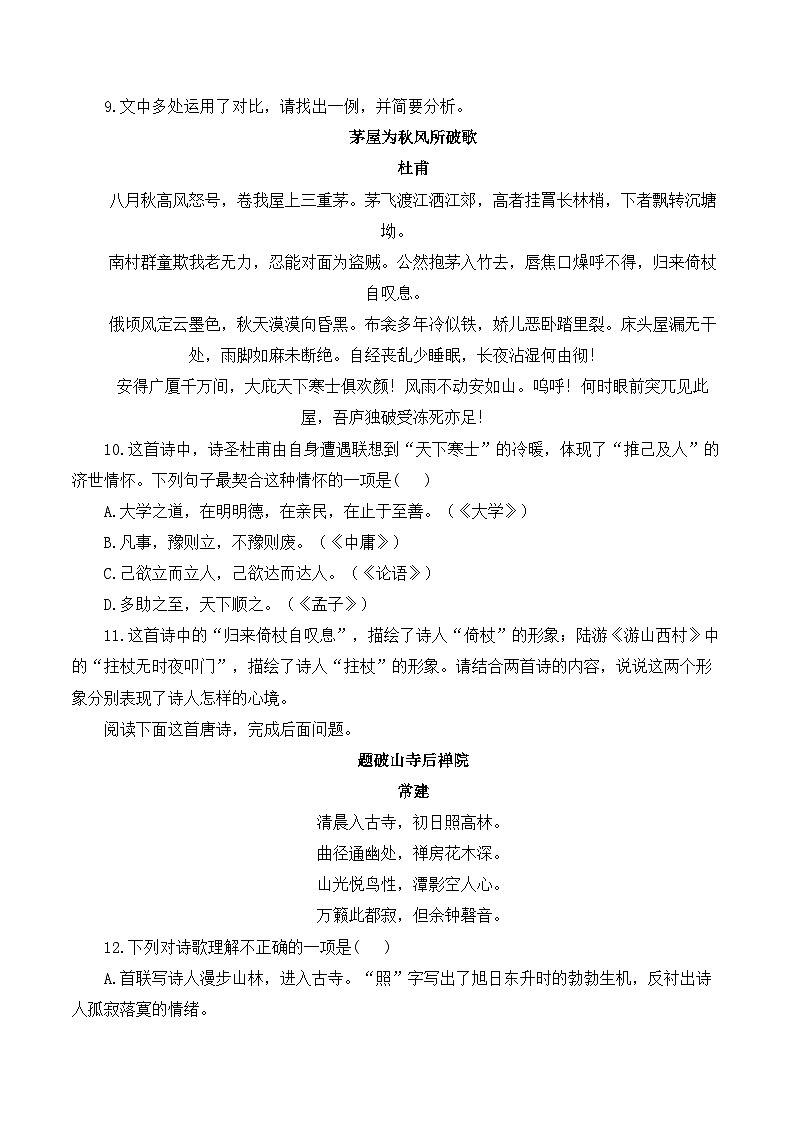 （2）古诗词阅读专项训练 2025年中考语文二轮复习（含解析）第3页