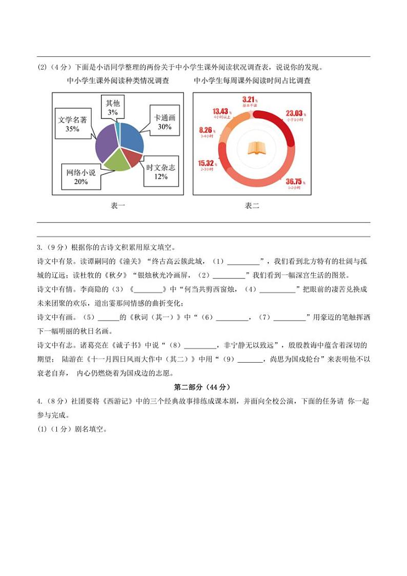 2024～2025学年江苏省南京市七年级(上)语文期末模拟卷试卷(含答案)第2页