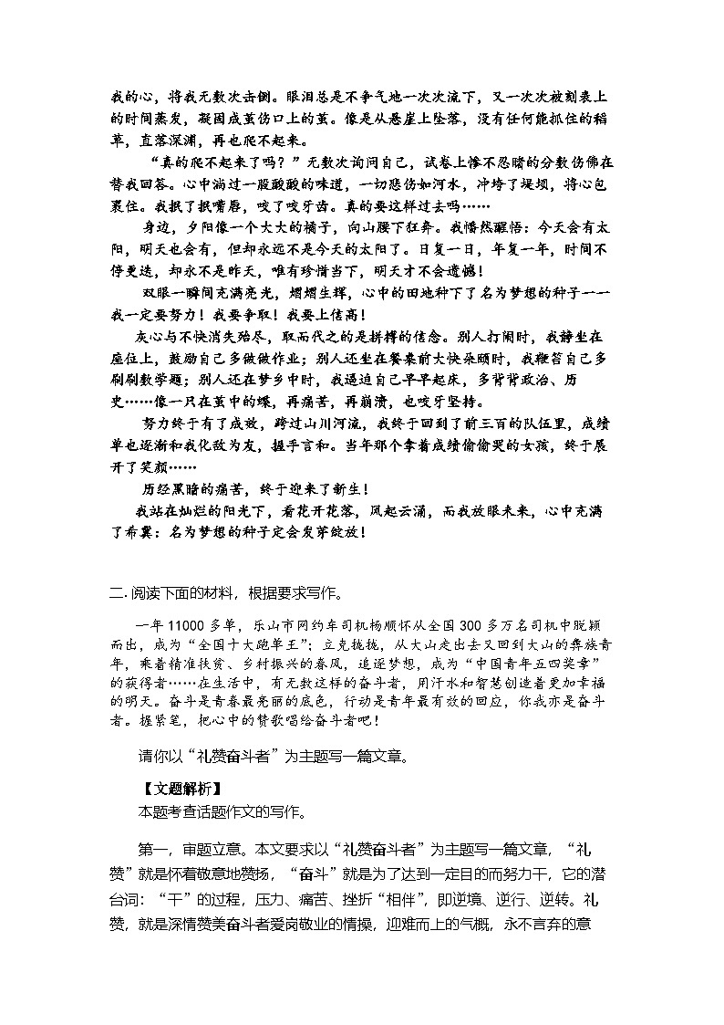 中考语文命题作文专项训练（奋斗青春励志类）第3页