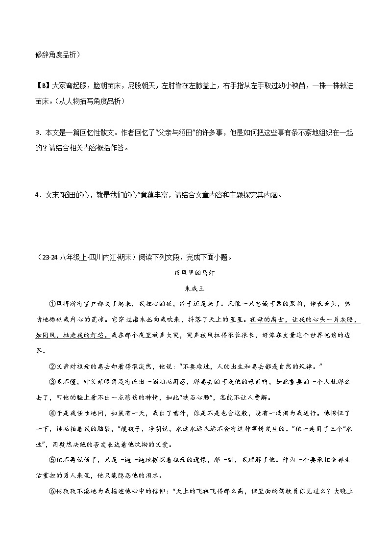 专题19 散文阅读（二）（原卷版）第3页