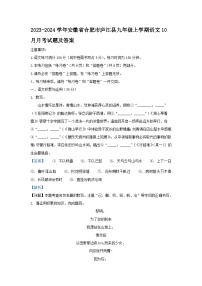 2023-2024学年安徽省合肥市庐江县九年级上学期语文10月月考试题及答案