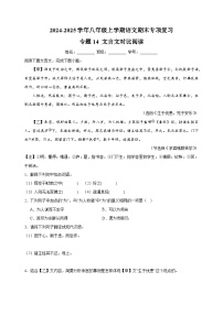 专题14 文言文对比阅读-2024-2025学年八年级上学期语文期末复习练习（统编版）
