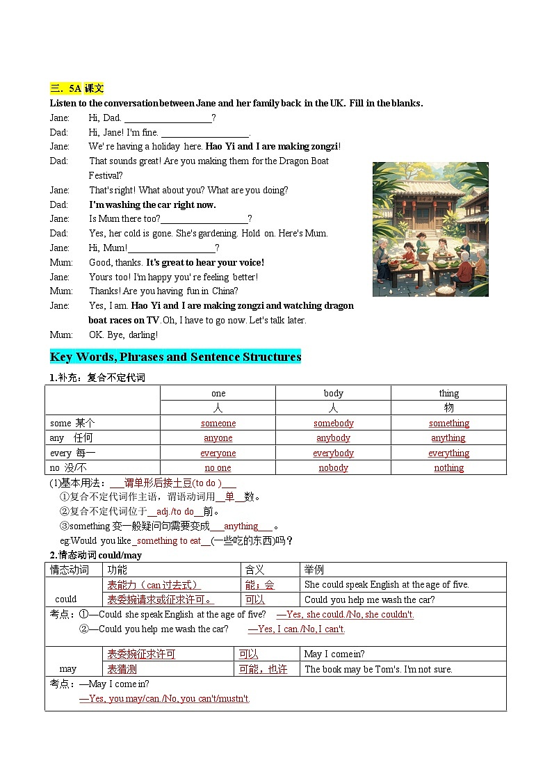 人教版(2024) 初中英语 七年级下册Unit 5-section A重点知识+语法+习题练习 (教师版)第3页