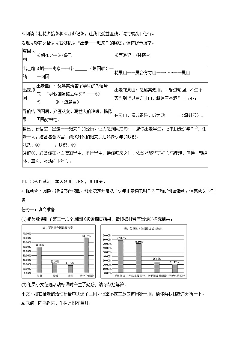 2023-2024学年河南省南阳市宛城区七年级（上）期末语文试卷(含详细答案解析)第2页