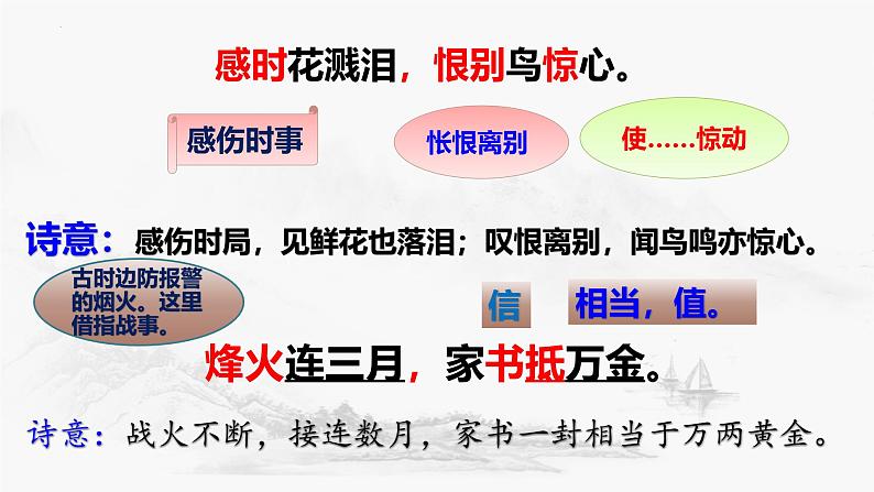 统编版语文八年级上册第26课《诗词五首——春望》课件第8页