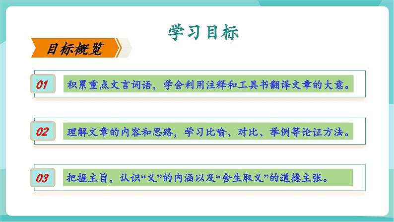 第09课 让舍生取义者不朽 令苟且偷生者汗颜——鱼我所欲也（教学课件）第2页