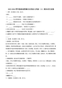 2023-2024学年陕西省渭南市合阳县七年级（上）期末语文试卷（含详细答案解析）