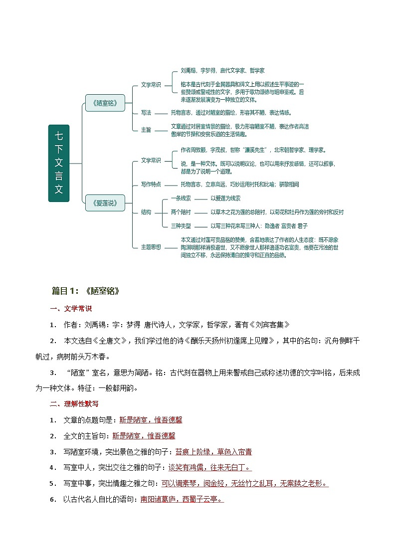 第16讲 七下课标文言文复习（讲义）-2024年中考语文一轮复习讲练测（全国通用）（解析版）第3页