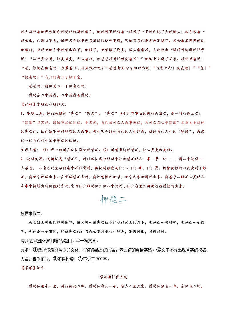 主题押题05：感动篇（十篇）（教案）-备战2025年中考语文作文考前抢分模板与必备素材范文第3页