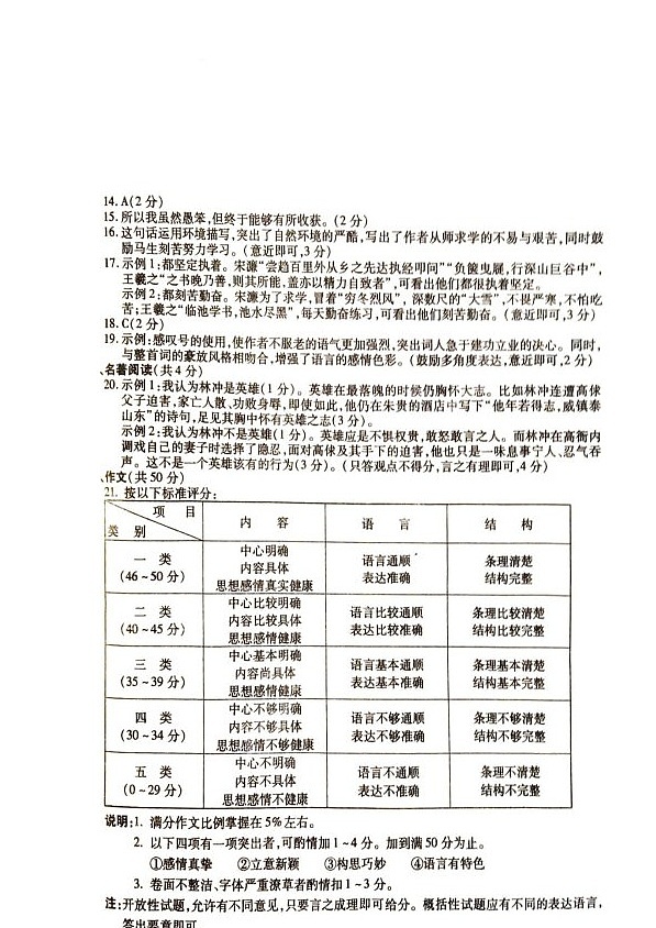 河南省平顶山市鲁山县2024-2025学年上学期期末考试九年级语文试卷和答案 河南省平顶山市鲁山县2024-2025学年上学期期末考试九年级语文答案第3页
