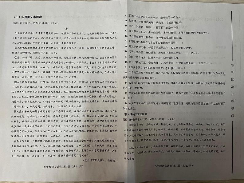 天津市西青区2024-2025学年九年级上学期期末考试语文试题第2页