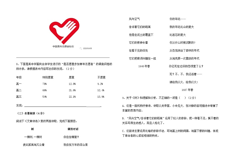 云南省昆明市东川区明月中学2024--2025学年九年级上学期12月质量检测语文试卷及答案第2页