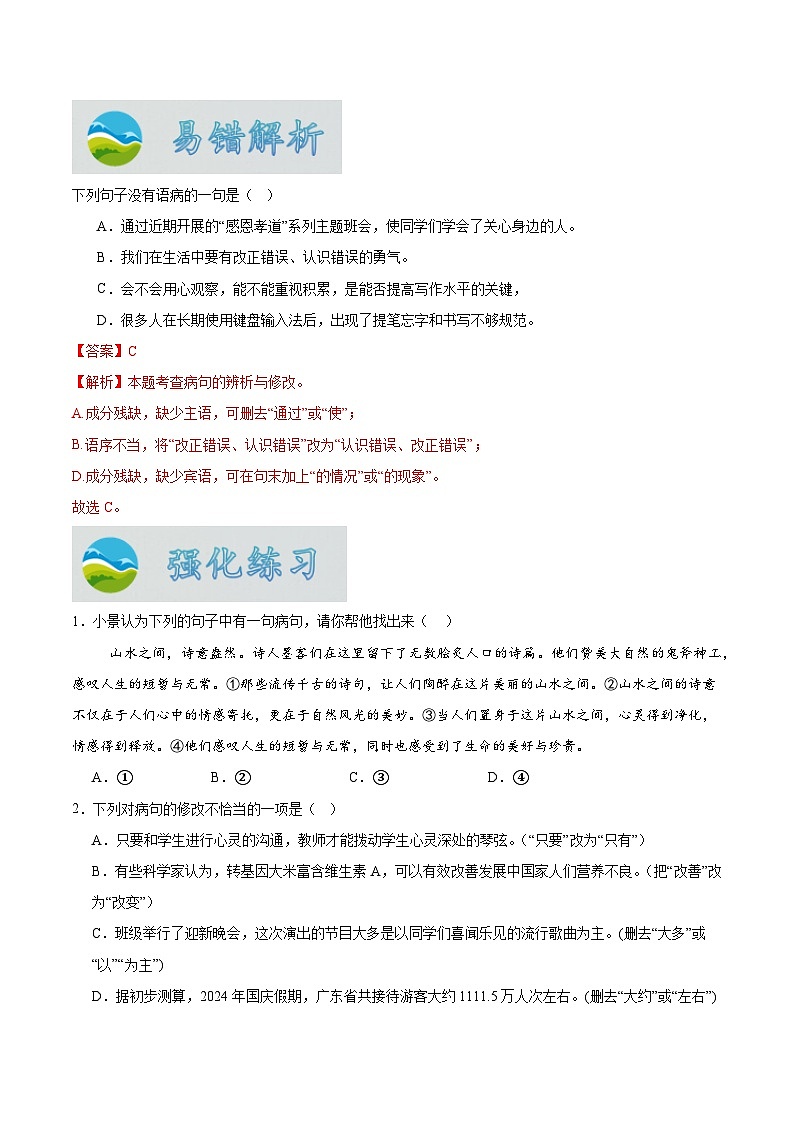 专题04  病句（原卷版）第3页