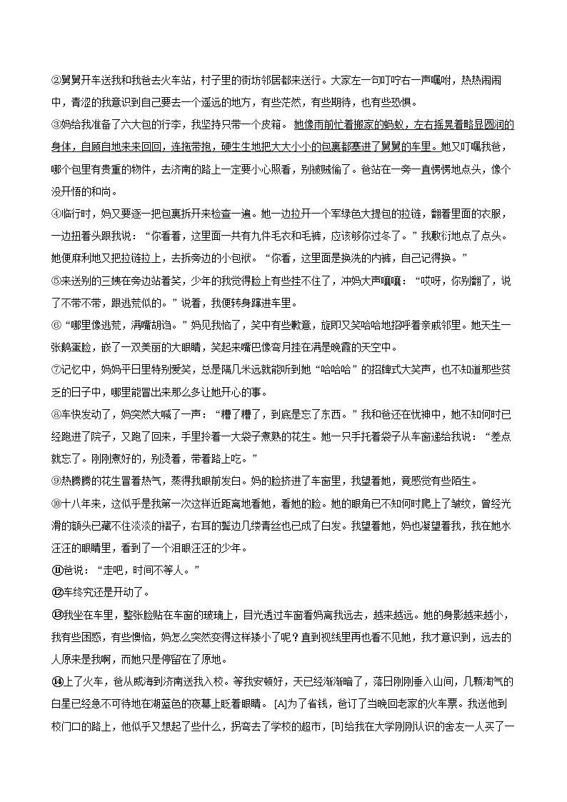 2023-2024学年安徽省蚌埠市八年级（上）期末语文试卷(含详细答案解析)第3页