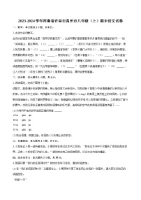 2023-2024学年河南省许昌市禹州市八年级（上）期末语文试卷(含详细答案解析)